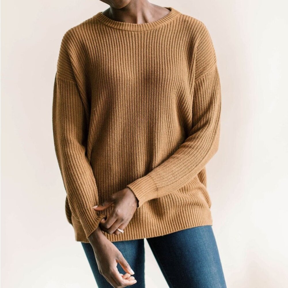 Jax & Lennon Chestnut Brown Knit Sweater Bamboo Cotton M